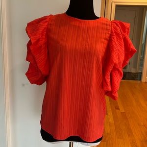 THML Top coral puffed sleeve